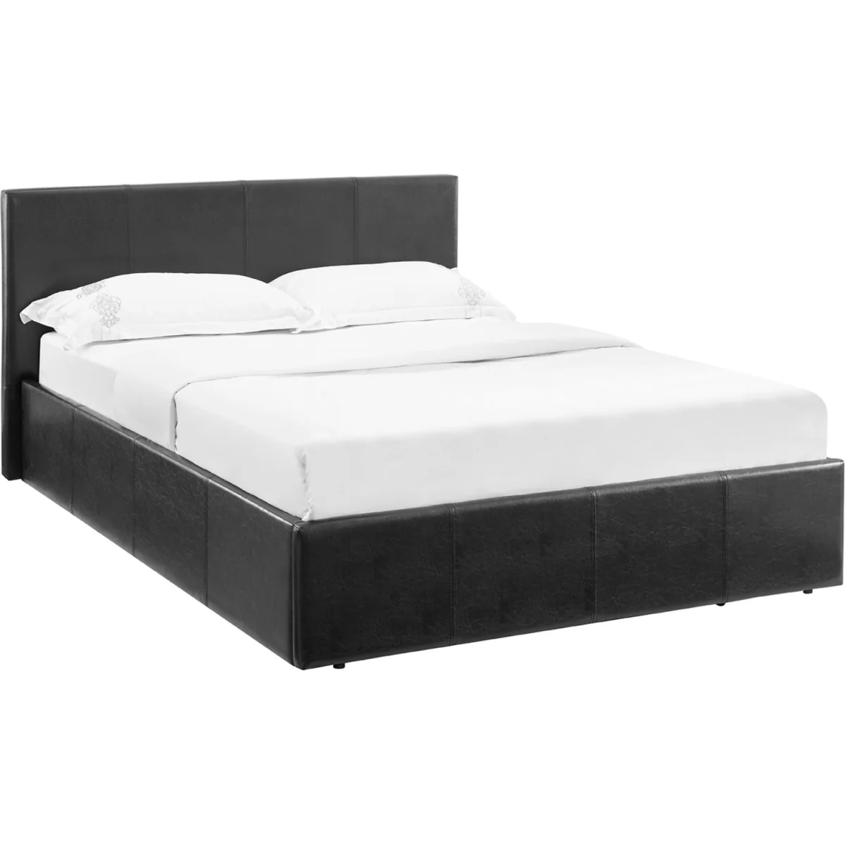 LUNA 3FT Single Ottoman Bed Black Faux Leather + Sprung Mattress - Black – image 5