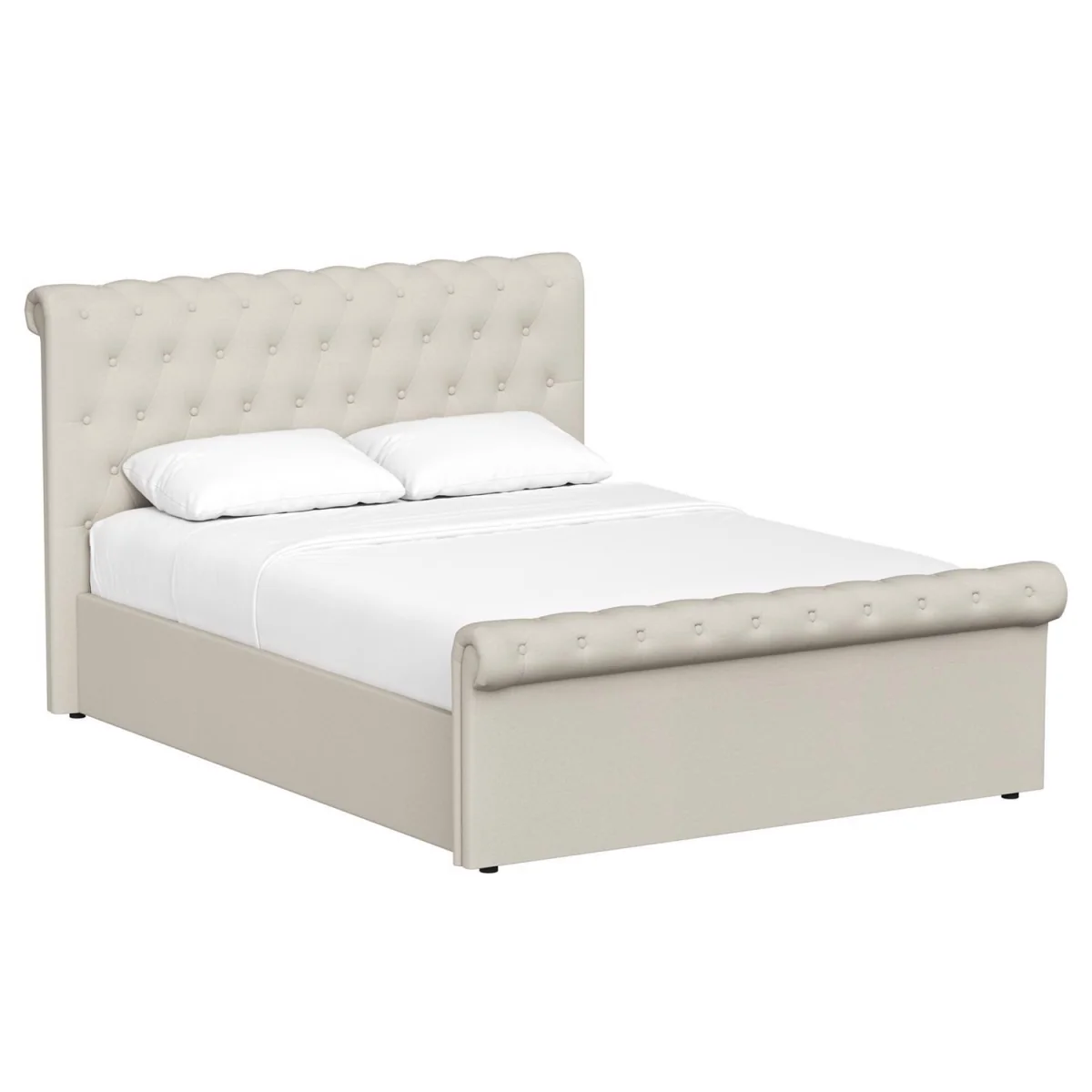 FWStyle King Size Bed Frame Almond Side Lift Ottoman Buttoned - Almond – image 4