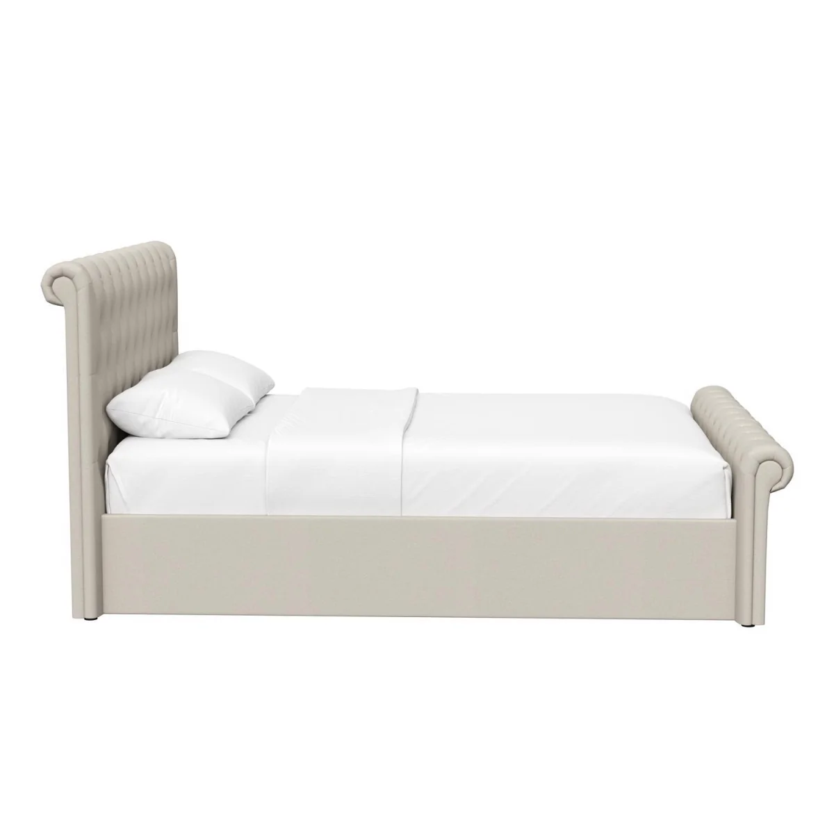 FWStyle King Size Bed Frame Almond Side Lift Ottoman Buttoned - Almond – image 5
