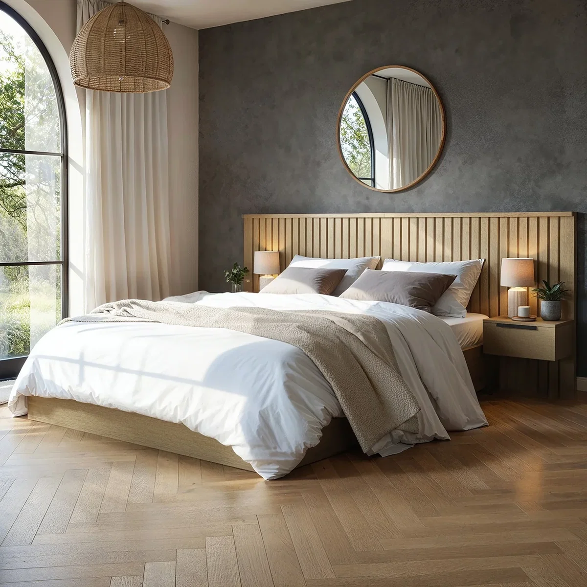 Taylor Hotel Ottoman Bed with Side Tables Light Wood - Brown