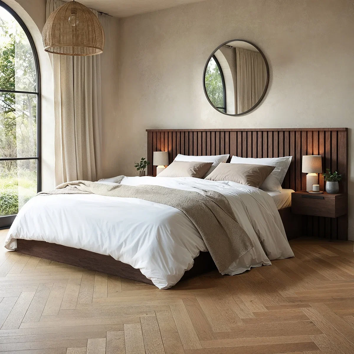 Taylor Hotel Ottoman Bed with Side Tables Walnut - Walnut / King