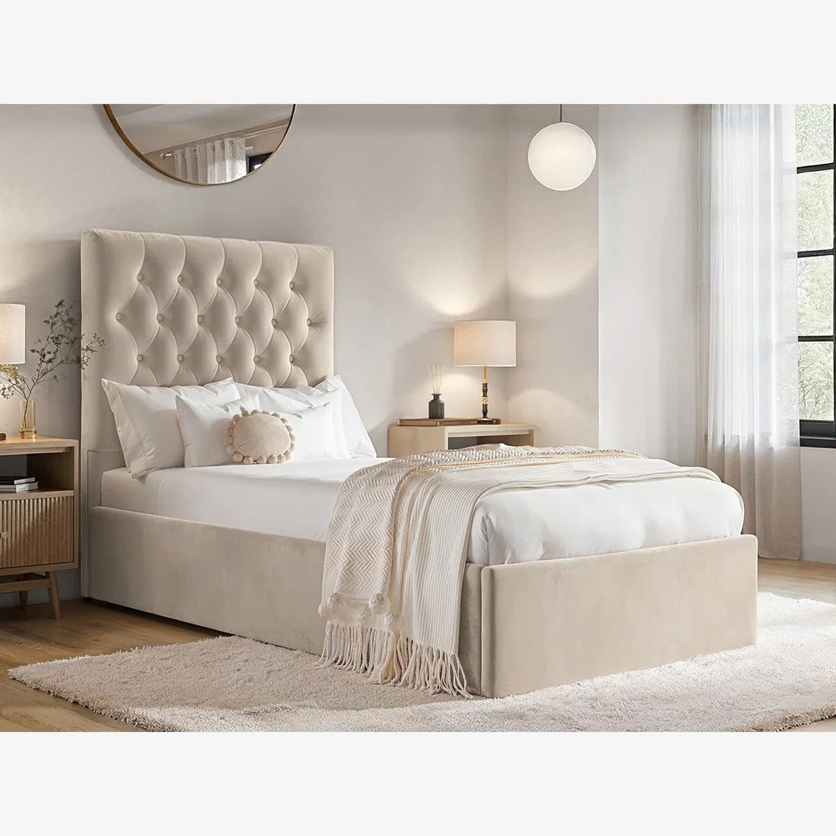 Milan Single Ottoman Bed - Beige