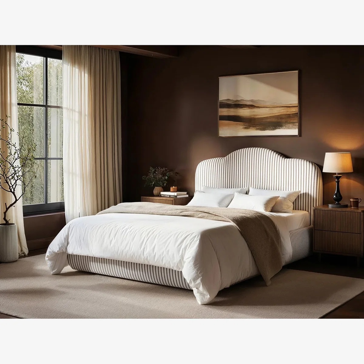 Skylynn Cloud Ottoman Bed Brown - Cream