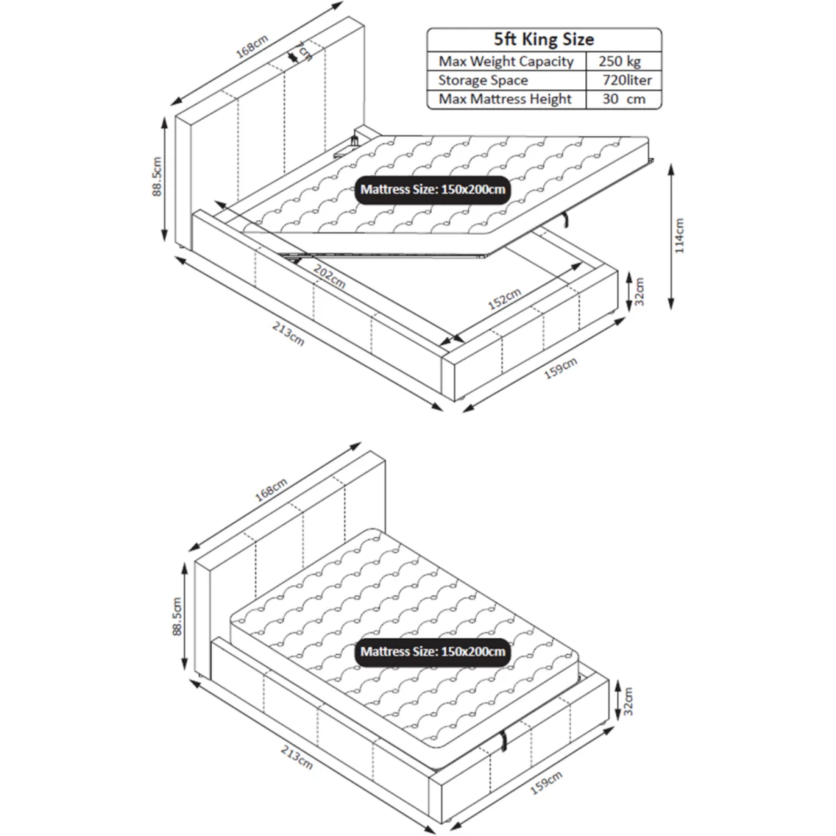 LUNA King Ottoman Storage Bed – image 7