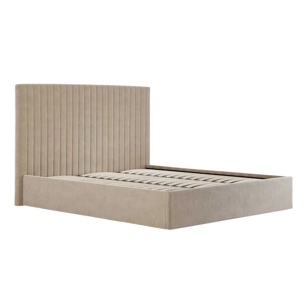 Dublin Velvet 6ft Super King Ottoman Bed with Tall Fluted Headboard - Brown – image 2