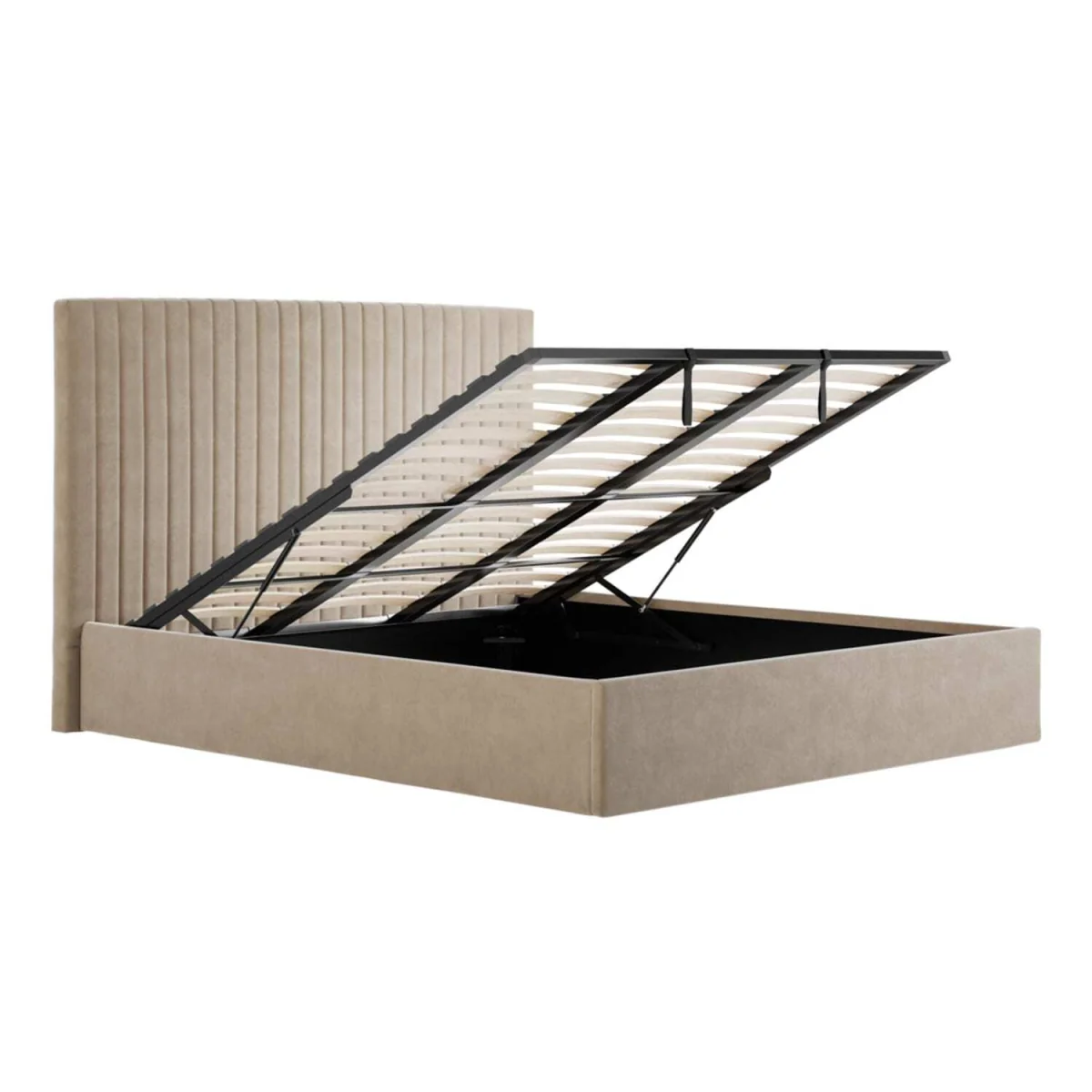 Dublin Velvet 6ft Super King Ottoman Bed with Tall Fluted Headboard - Brown – image 4