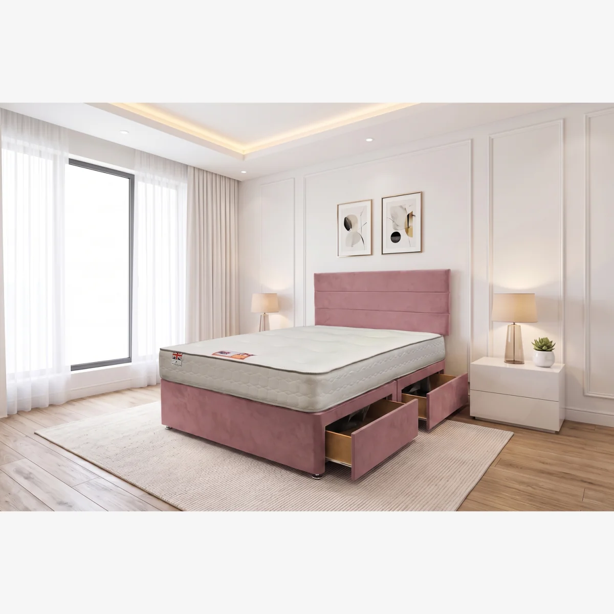 Cubed Ottoman Bed Silver Plush 2FT6 – image 1