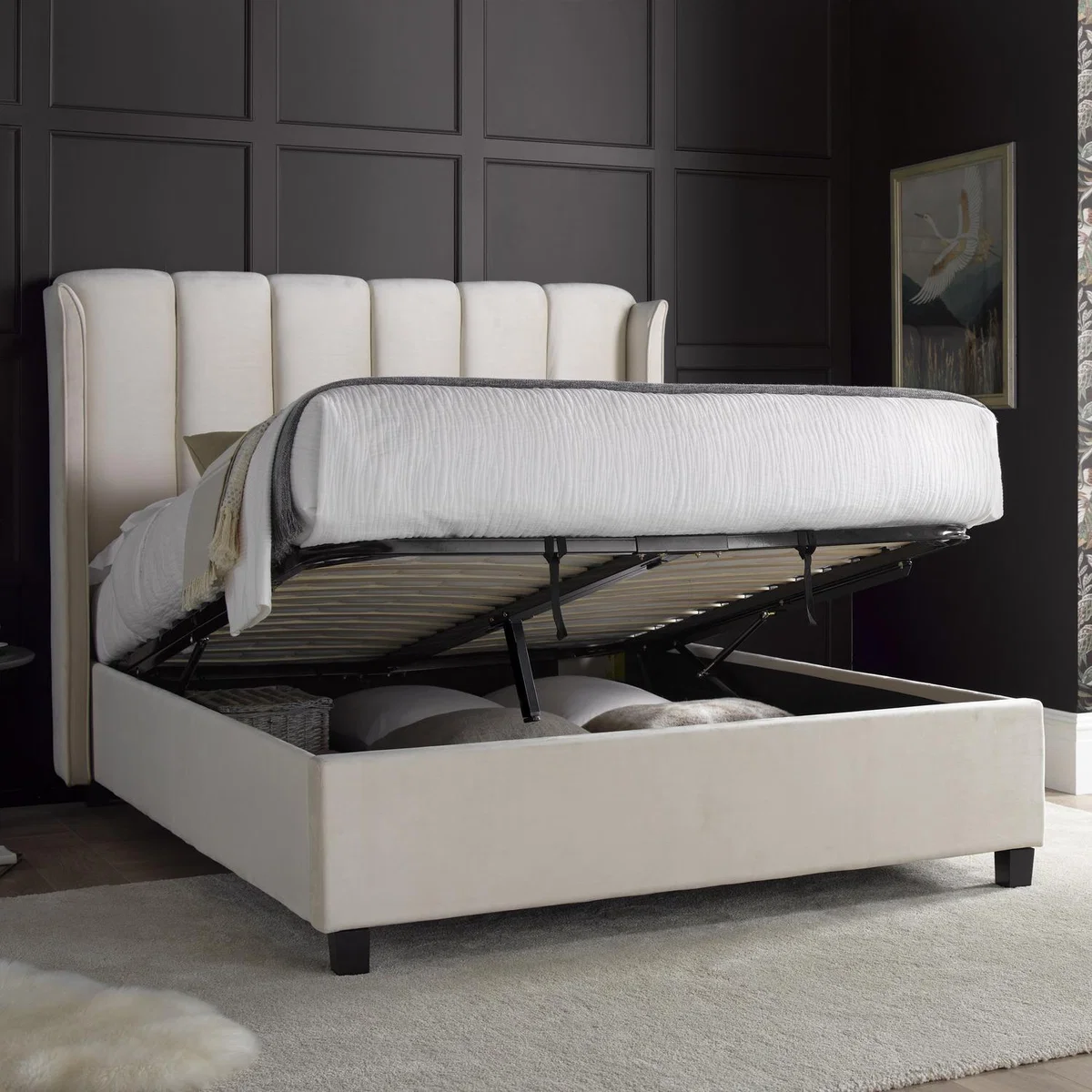 Rest Relax Aimee Warmstone Velvet Ottoman Bed - Warmstone / King