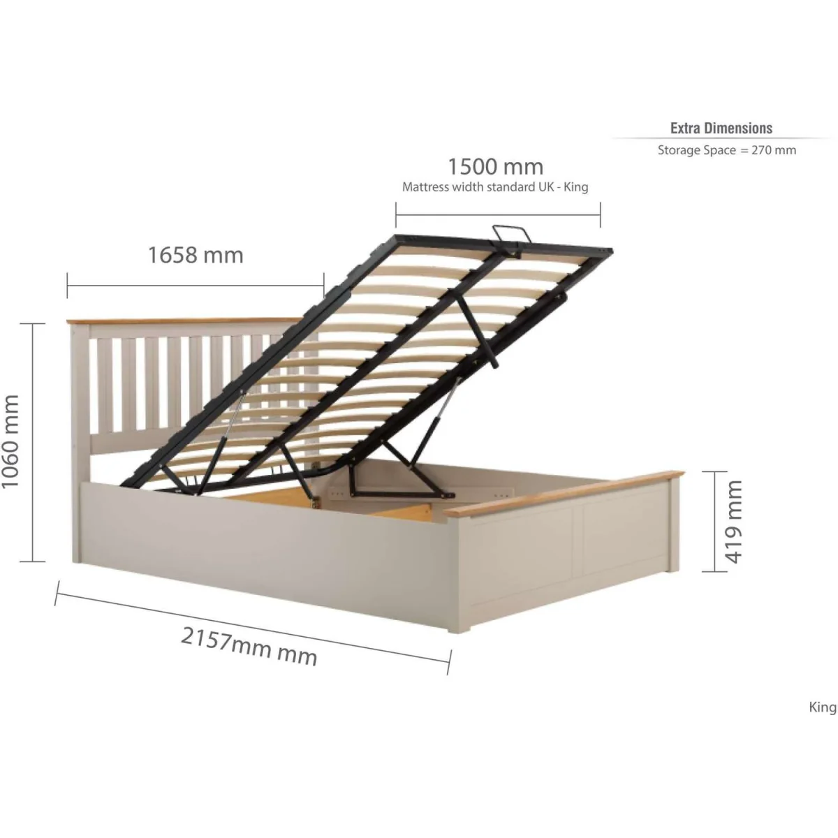 Aspen 150cm Ottoman Bed - White – image 11