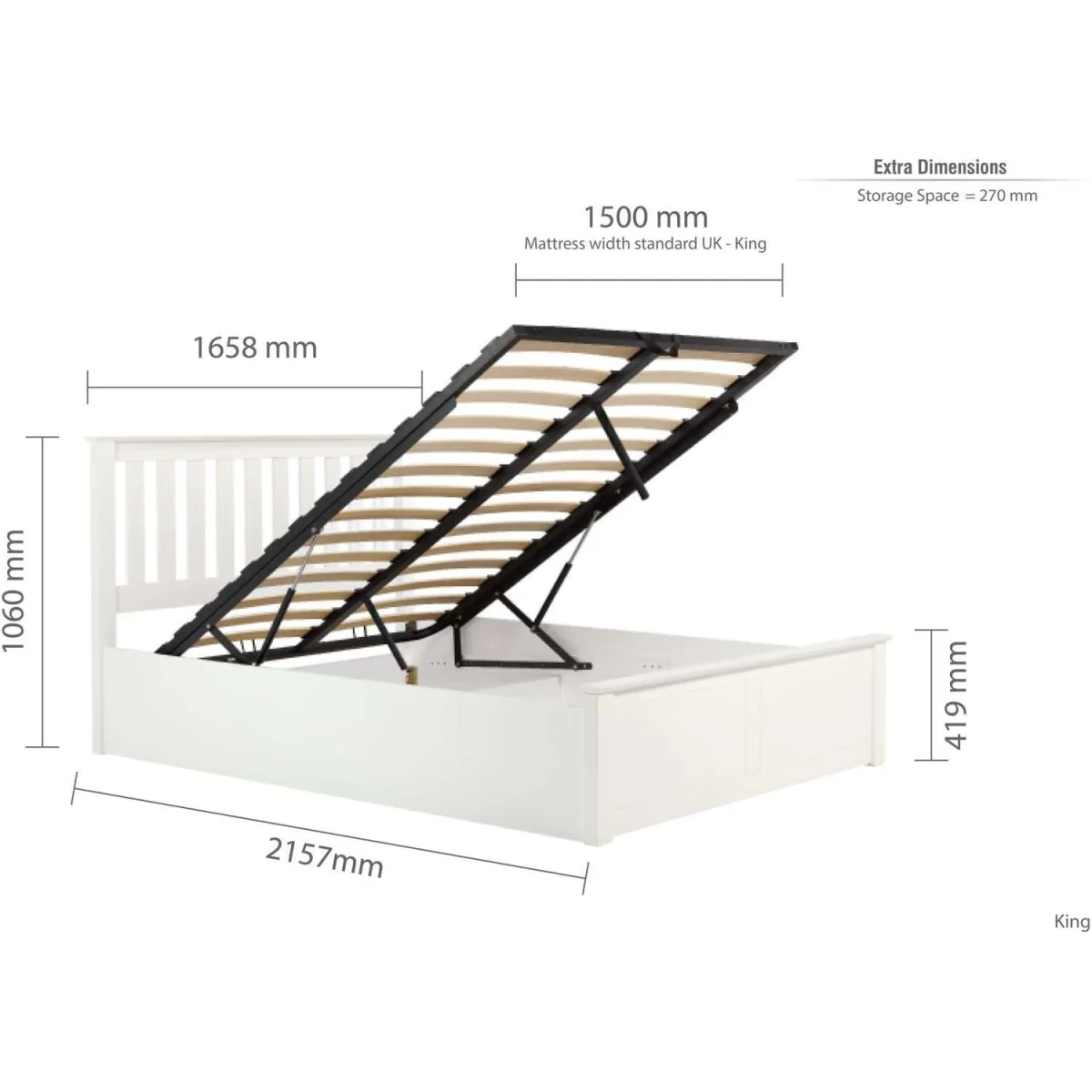 Aspen 150cm Ottoman Bed - White – image 20