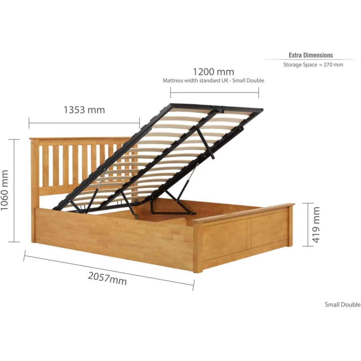 Aspen Small Double Ottoman Bed - Oak – image 10