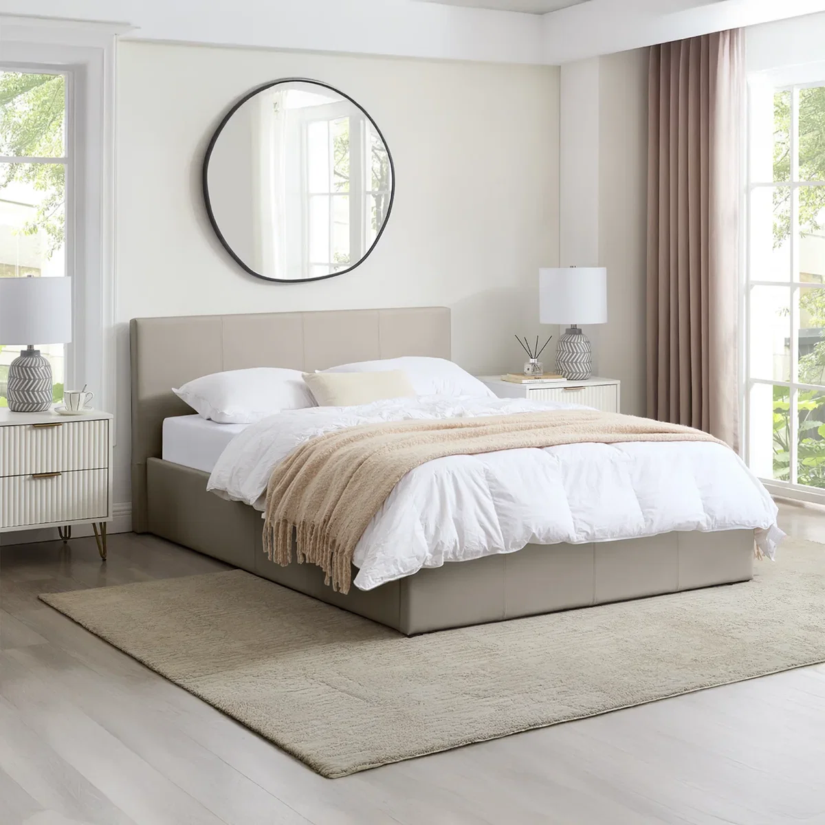 LUNA 4FT Small Double Ottoman Bed Cream Beige Faux Leather + 20cm Memory Foam - Cream Beige – image 3