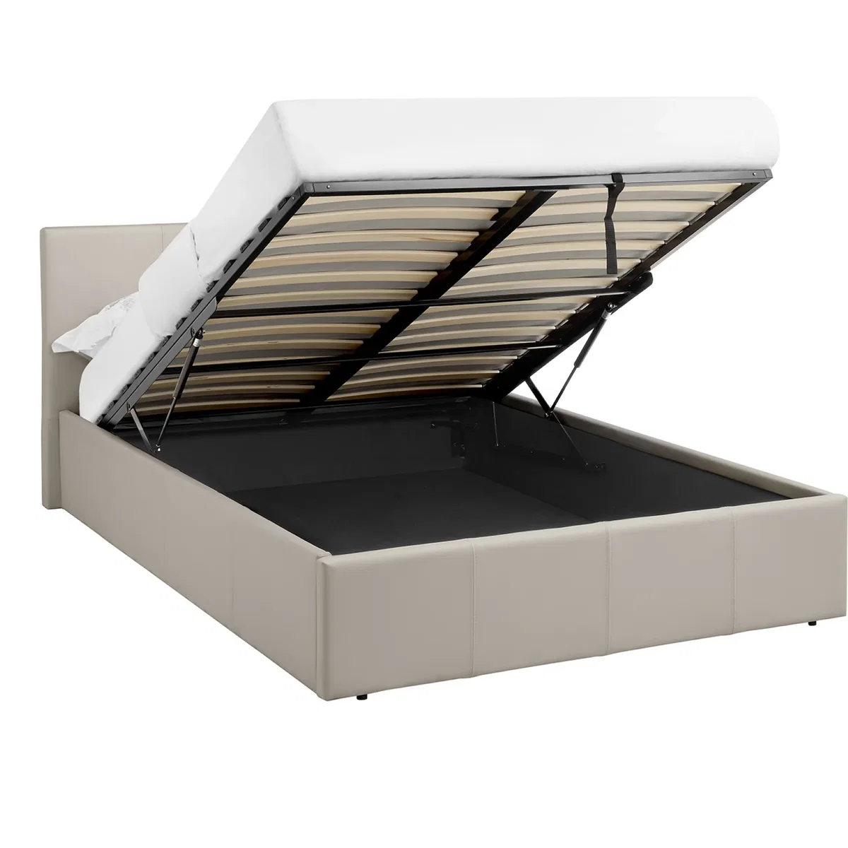 LUNA 4FT Small Double Ottoman Bed Cream Beige Faux Leather + 20cm Memory Foam - Cream Beige – image 4