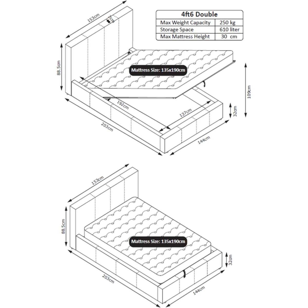 LUNA Double Ottoman Storage Bed – image 10