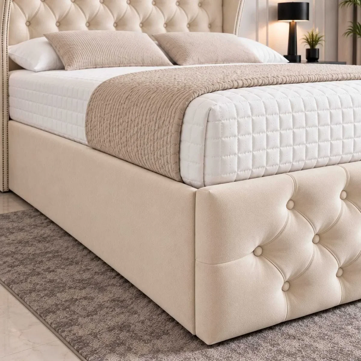 Luvessa Upholstered Ottoman Storage Bed With Wingback Headboard - Grey / Superking – image 4