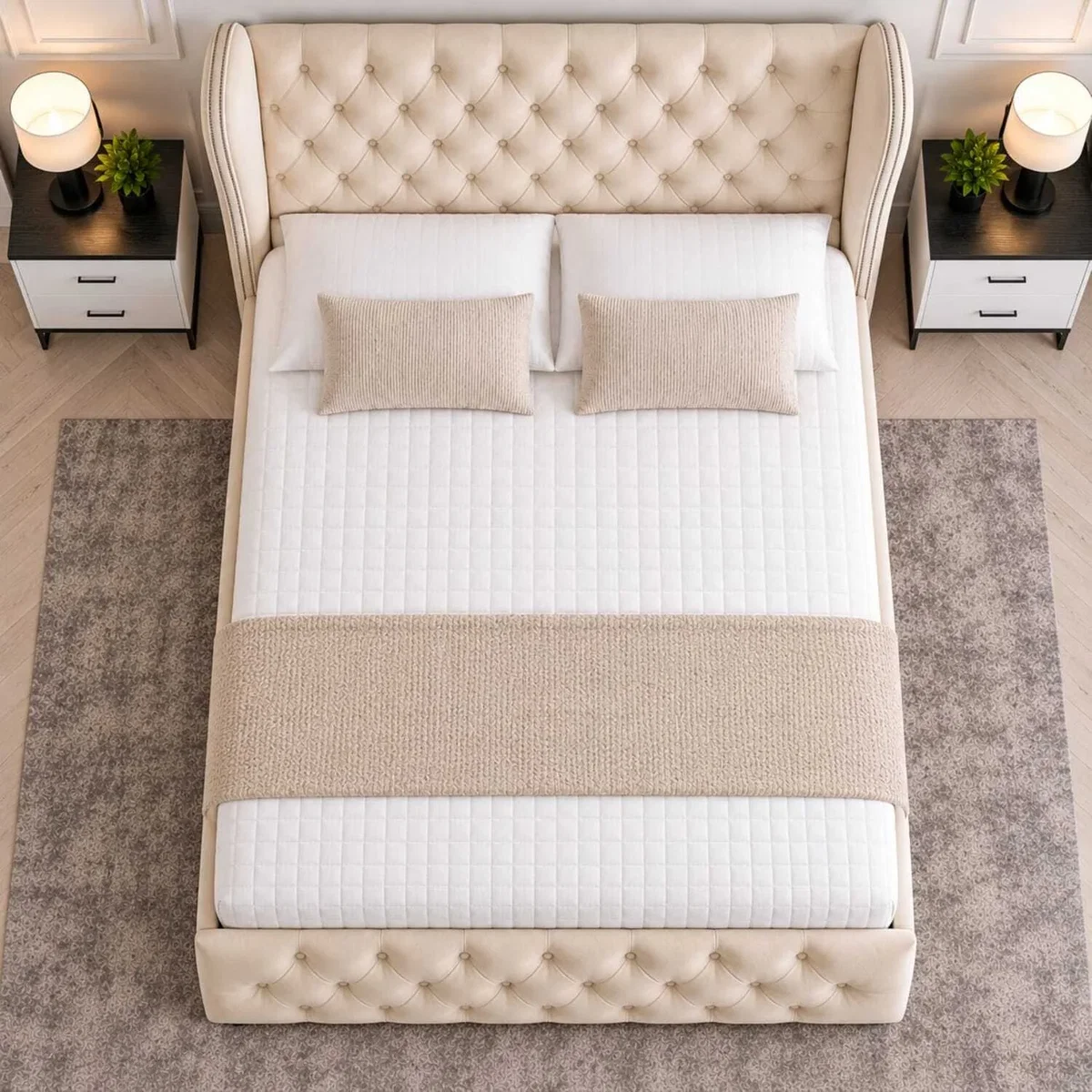 Luvessa Upholstered Ottoman Storage Bed With Wingback Headboard - Grey / Superking – image 9