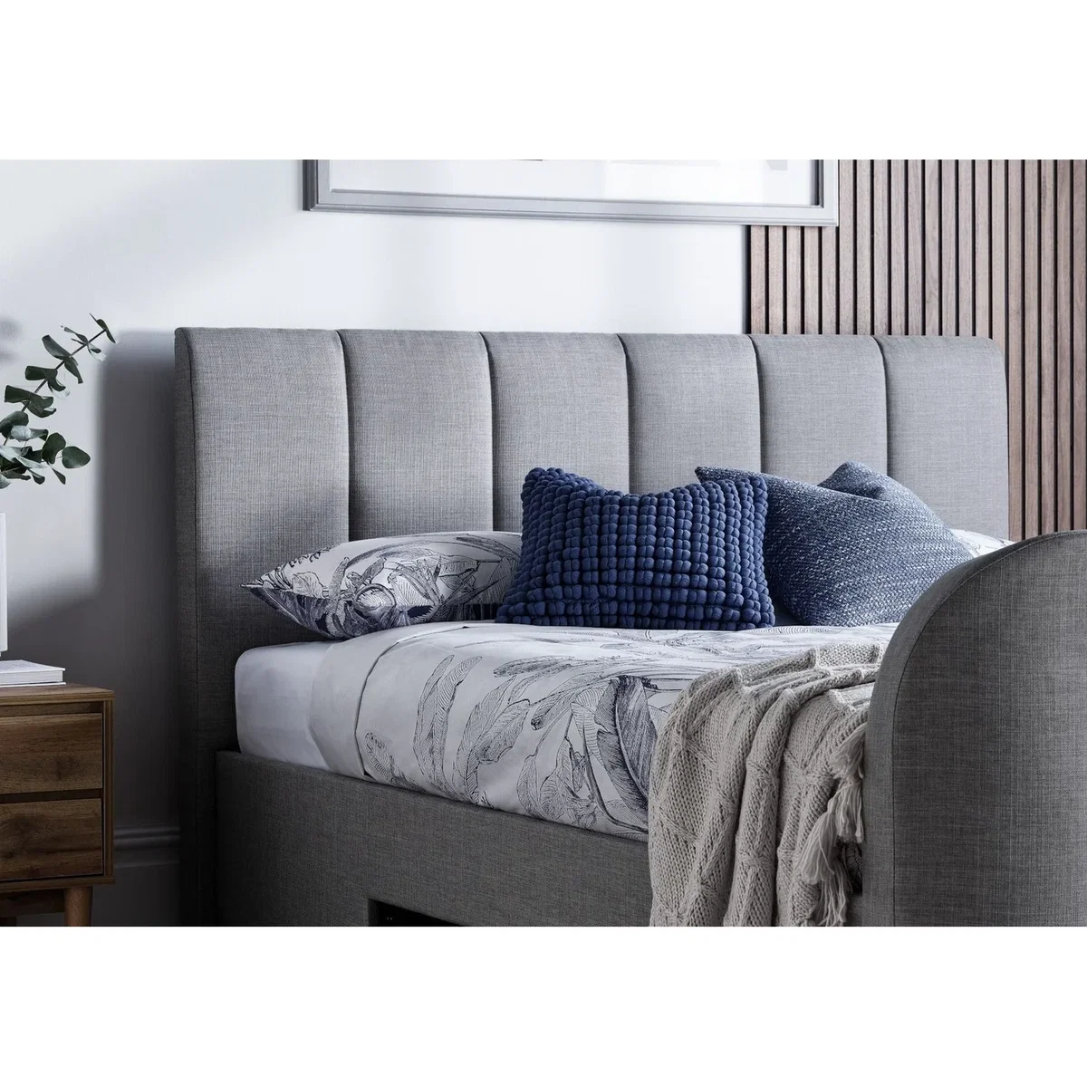 Upholstered TV Ottoman Storage Bed King - grey – image 5