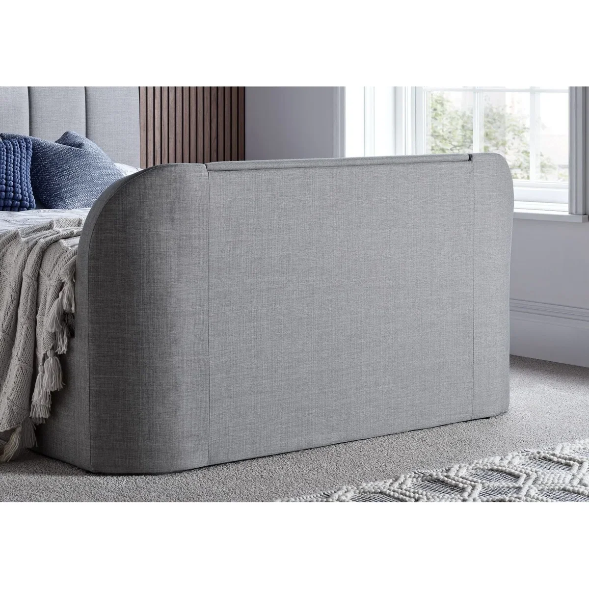Upholstered TV Ottoman Storage Bed King - grey – image 6