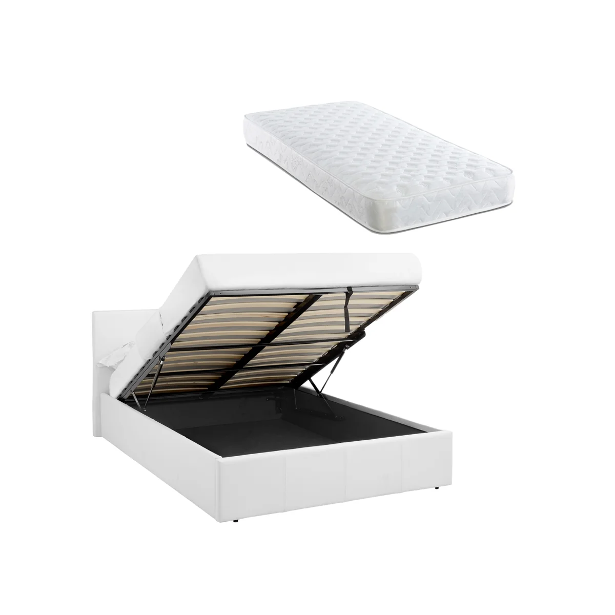 LUNA Double Ottoman Storage Bed with Spring Mattress – image 1