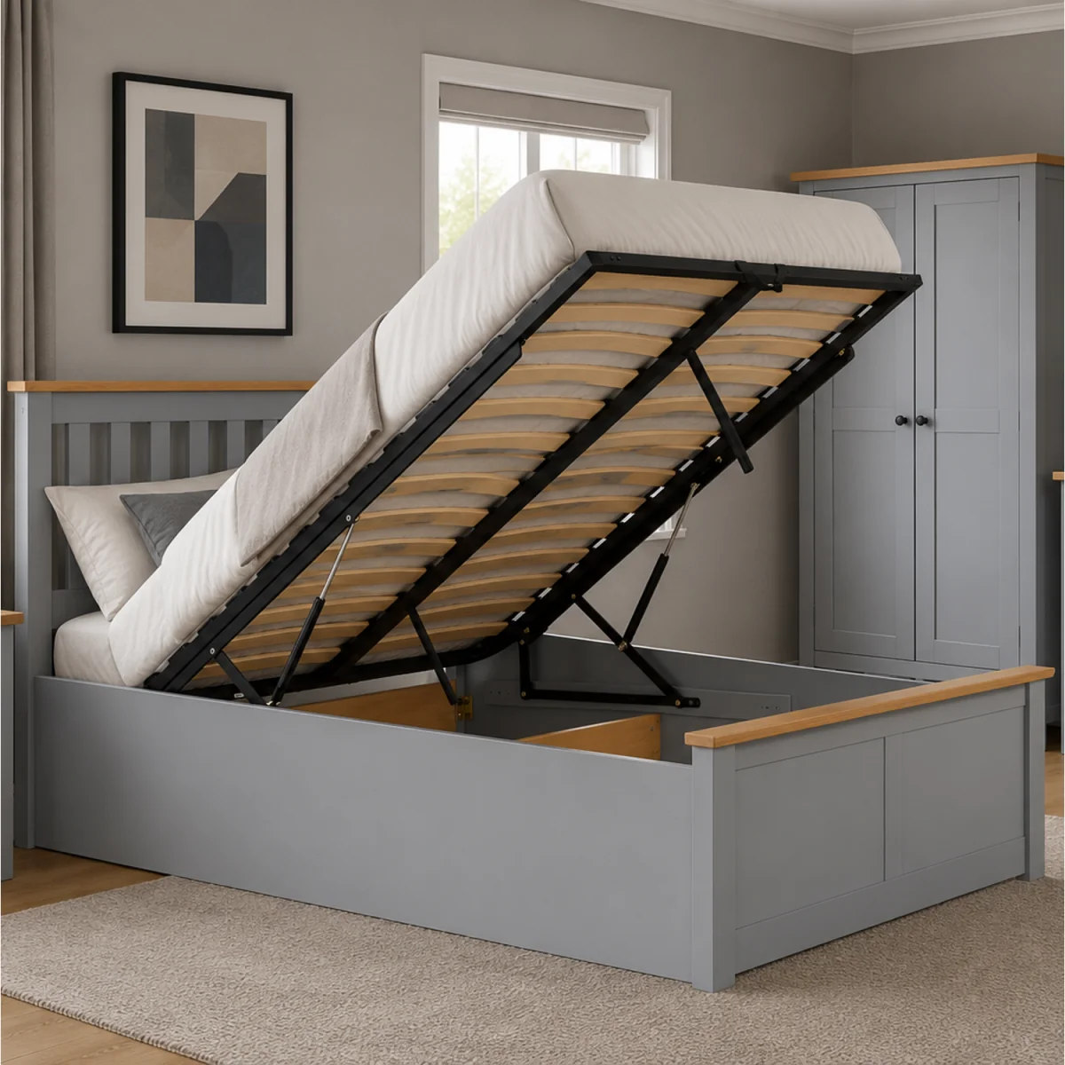 Aspen Single Ottoman Bed - Navy Blue – image 9