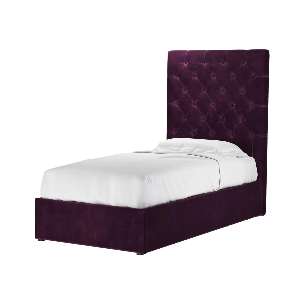 Rosalie 150cm Single Ottoman Bed in Damson Smart Velvet – image 1