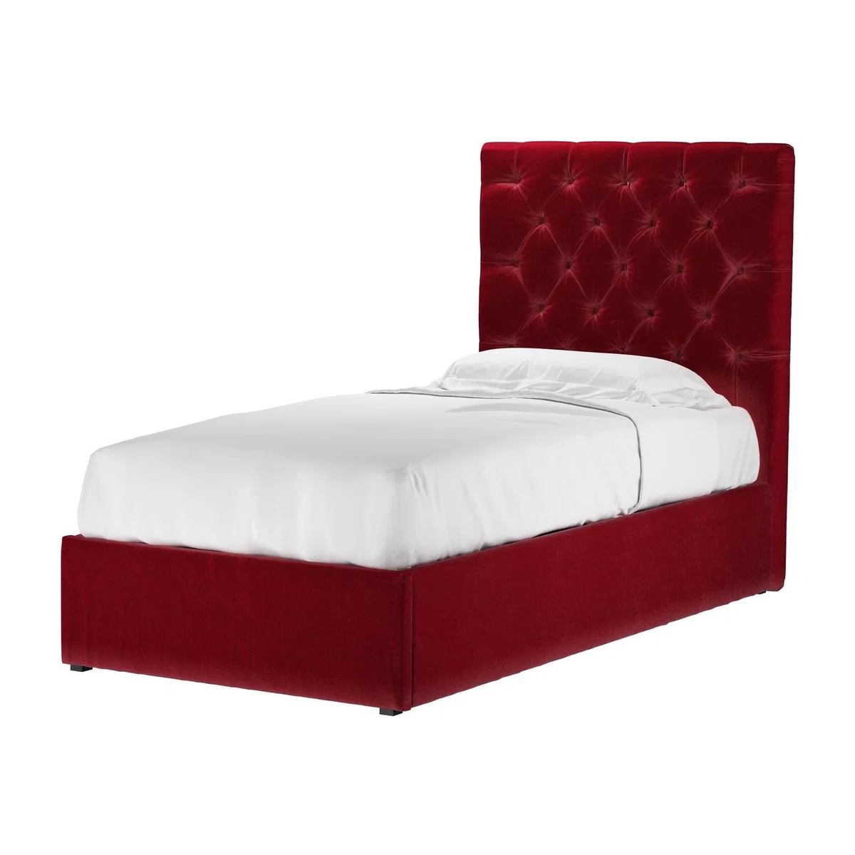 Rosalie 130cm Single Ottoman Bed in Malbec Cotton Matt Velvet – image 1