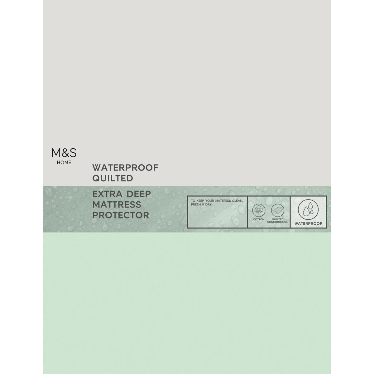 M&S Quilted Waterproof Extra Deep Mattress Protector - 5FT - White, White – image 2