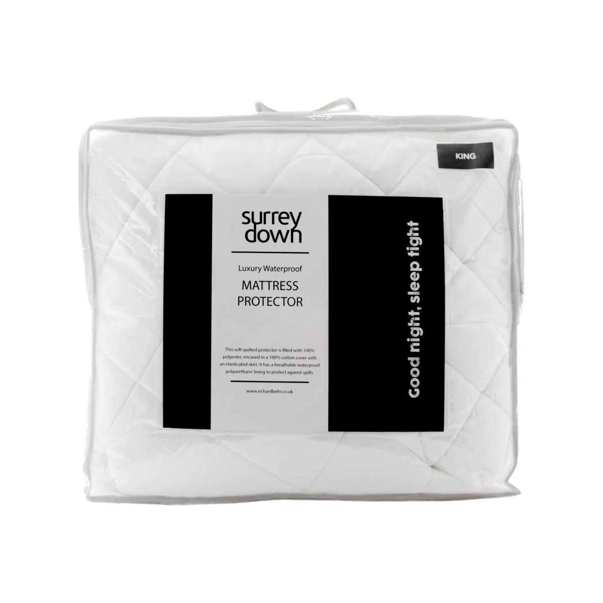 Surrey Down Luxury Waterproof Mattress Protector - White / Double