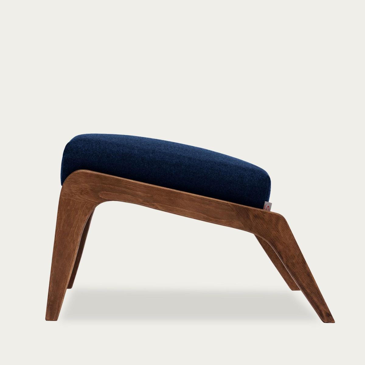Ink Blue Apollo Lounge Footstool Wool Line – image 3