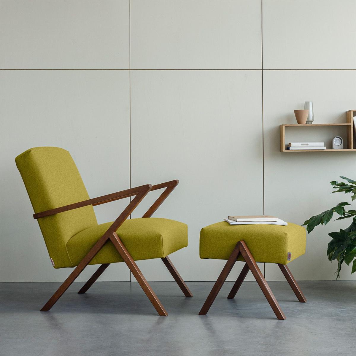 Lime Yellow Retrostar Footstool Wool Line – image 2