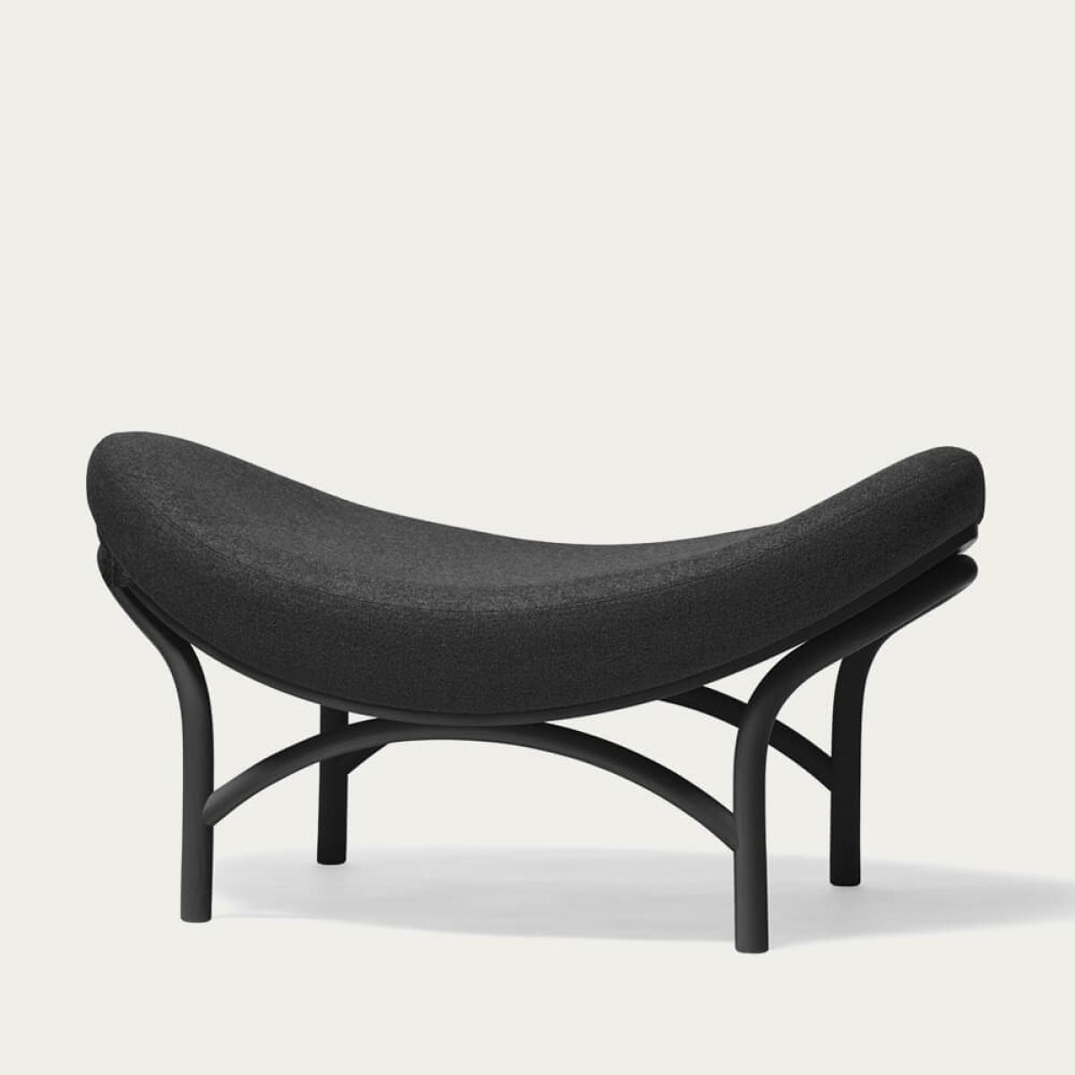 All Black Chips Wood Ottoman – image 2