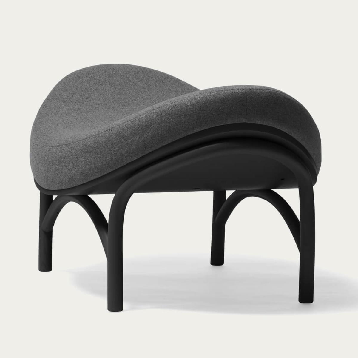 All Black Chips Wood Ottoman – image 3