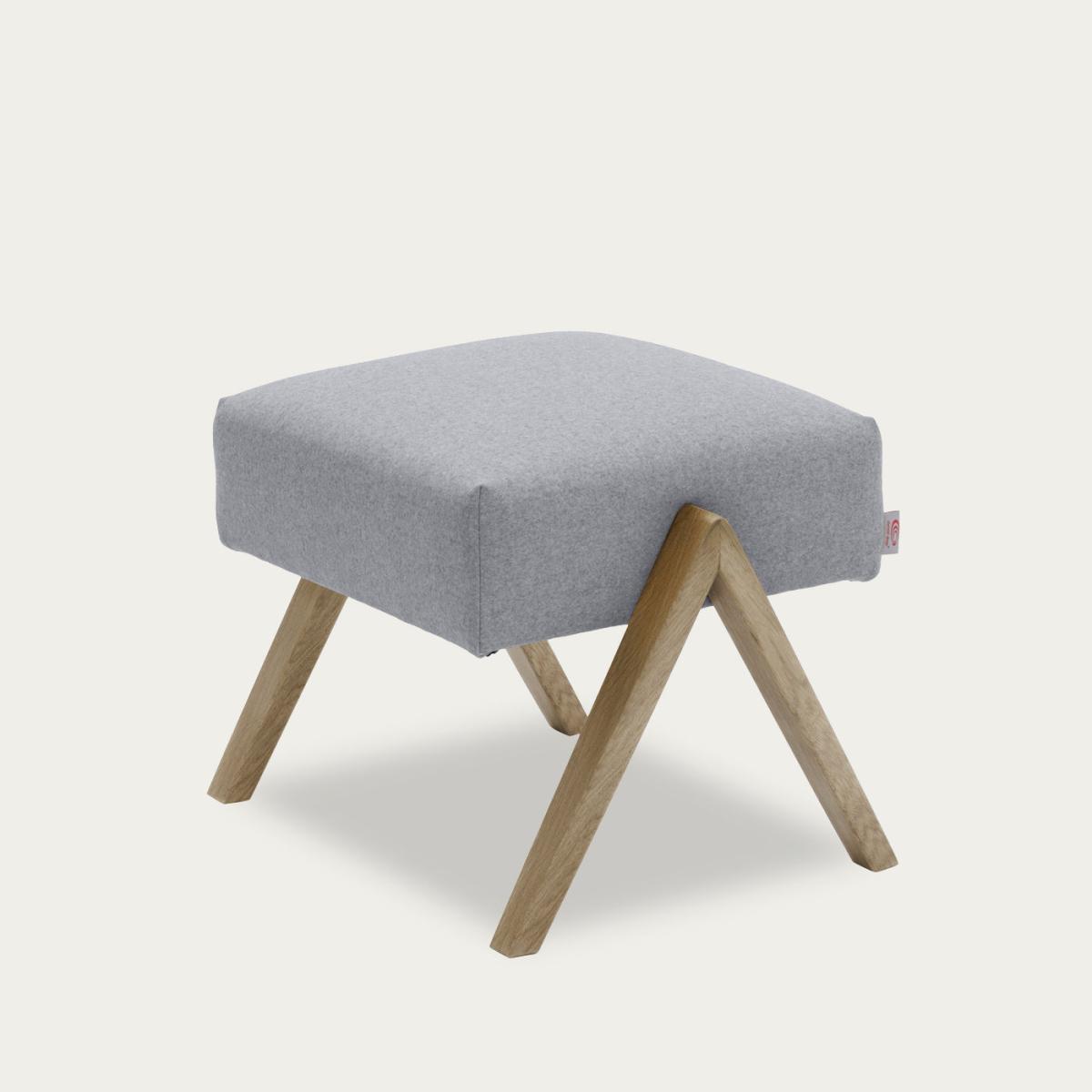Stone Grey Retrostar Footstool Wool Line - Oak Frame – image 3