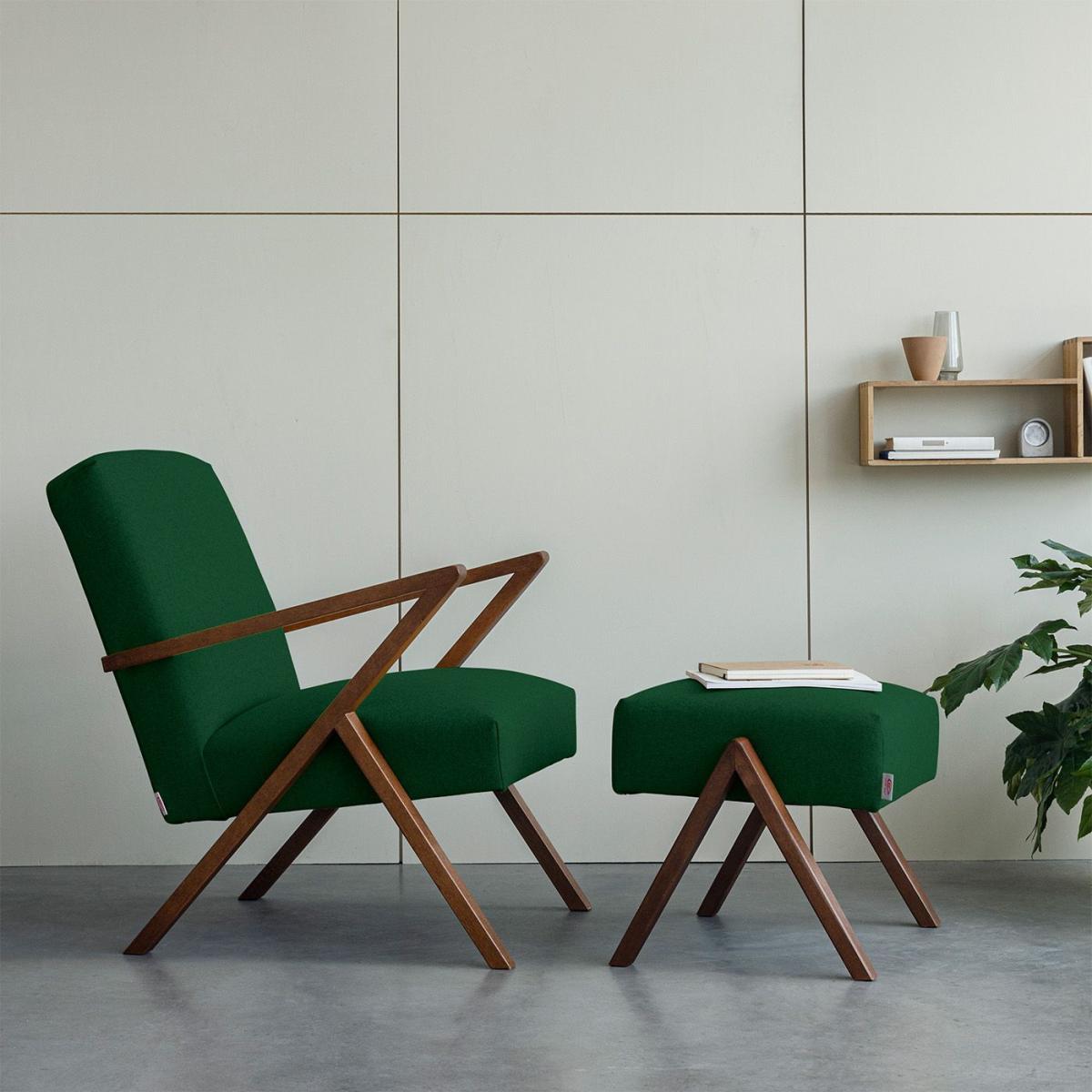 Leaf Green Retrostar Footstool Wool Line – image 2