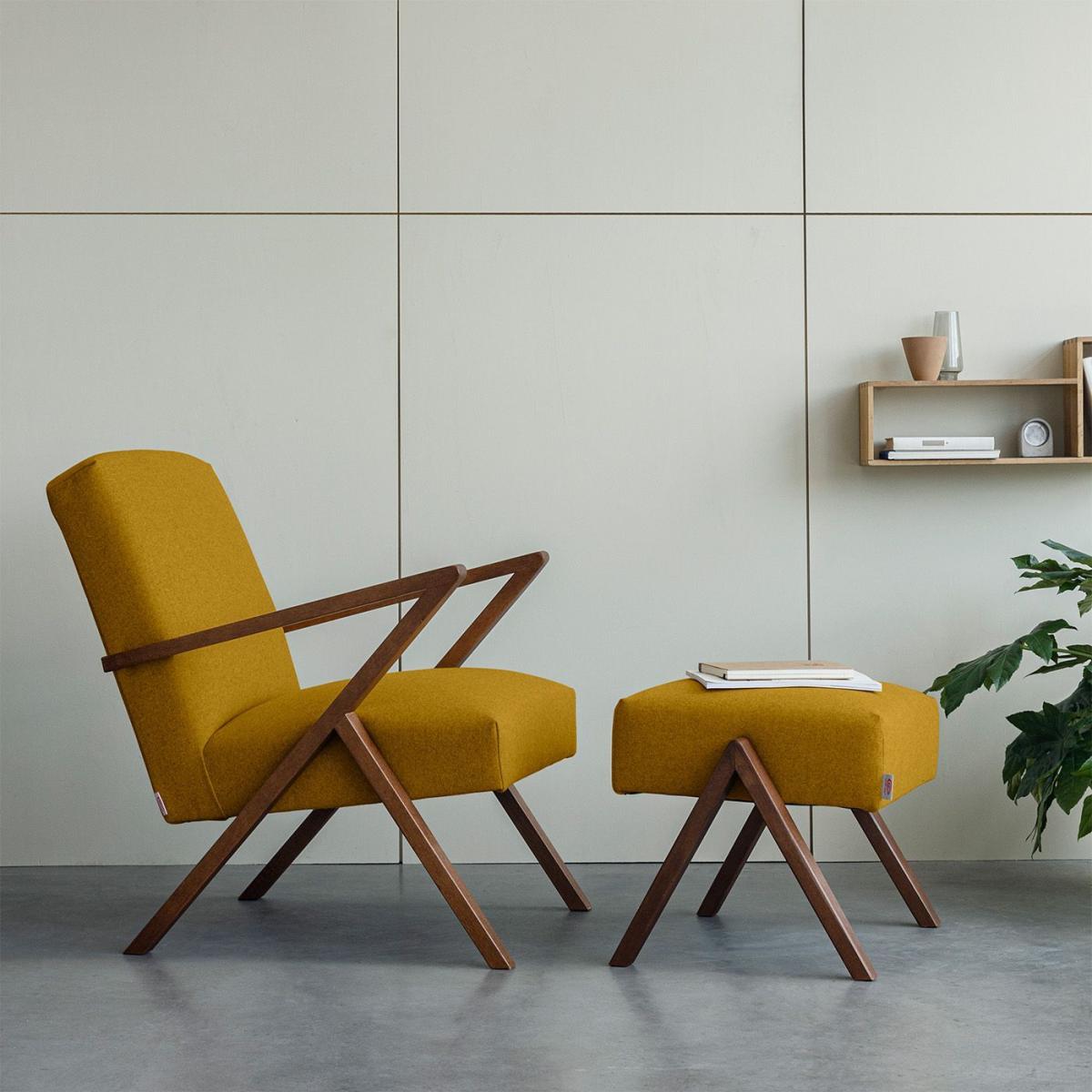 Mustard Retrostar Footstool Wool Line – image 2