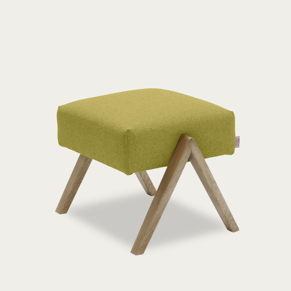 Lime Yellow Retrostar Footstool Wool Line - Oak Frame – image 3