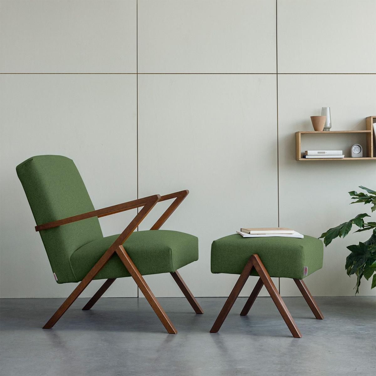 Spring Green Retrostar Footstool Wool Line – image 2