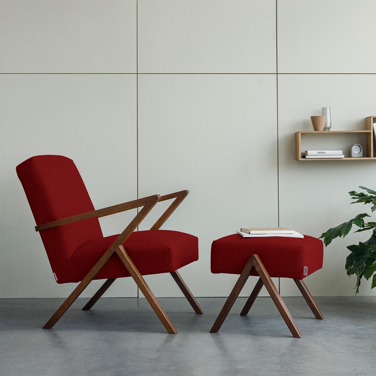Fire Red Retrostar Footstool Wool Line – image 2