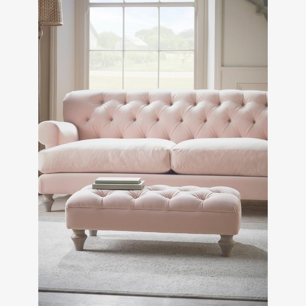 Bern Ottoman – Soft Blush Herringbone – image 1