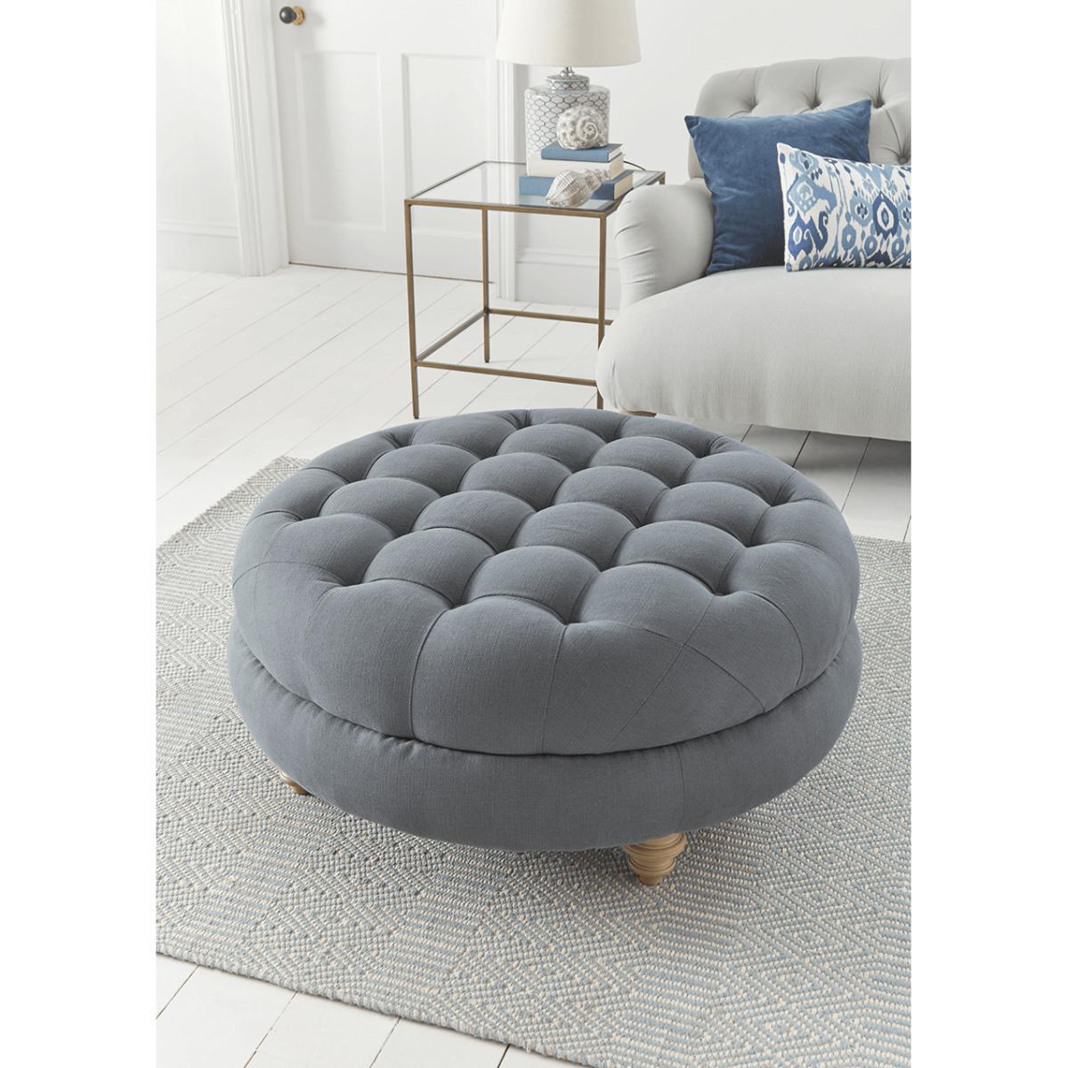 NEW Margeaux Round Ottoman - Soft Grey Velvet – image 2