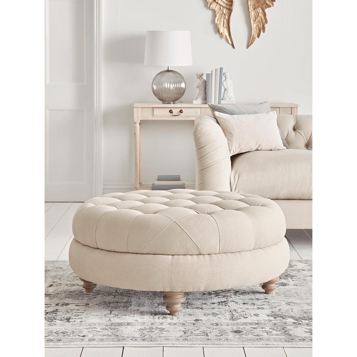 NEW Margeaux Round Ottoman - Soft Grey Velvet – image 5