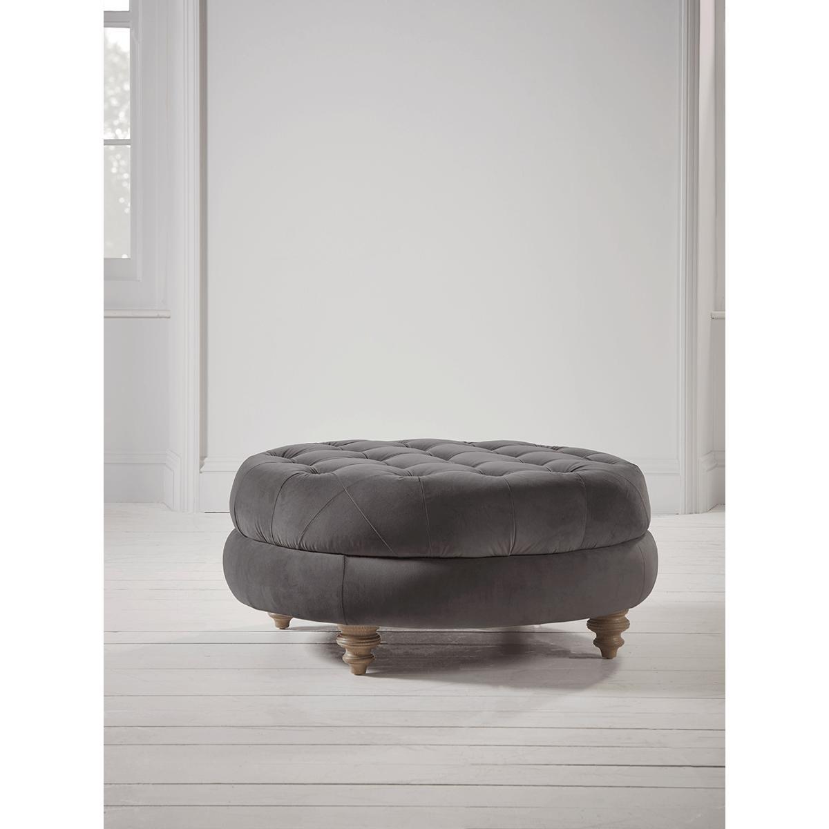 NEW Margeaux Round Ottoman - Soft Grey Velvet – image 7