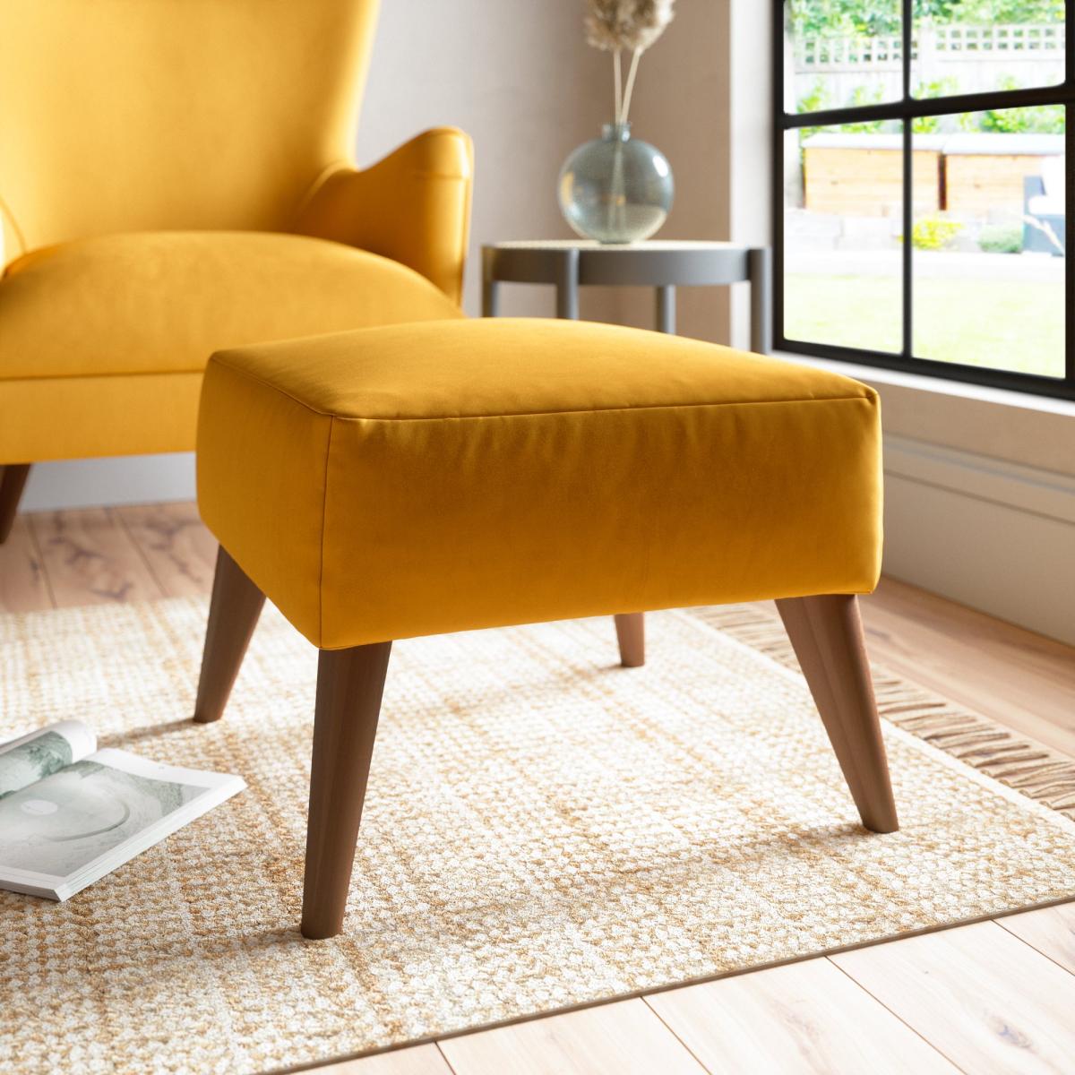 Marlow Luxury Velvet Footstool Luxury Velvet Old Gold – image 1