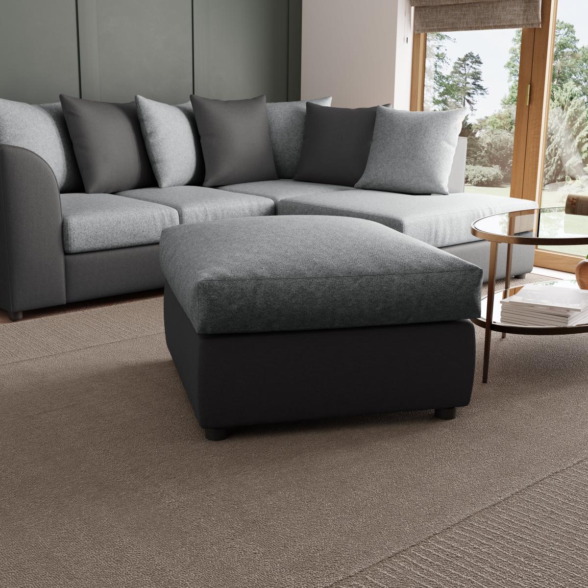 Blake Fabric Combo Footstool Chocolate (Brown) – image 2