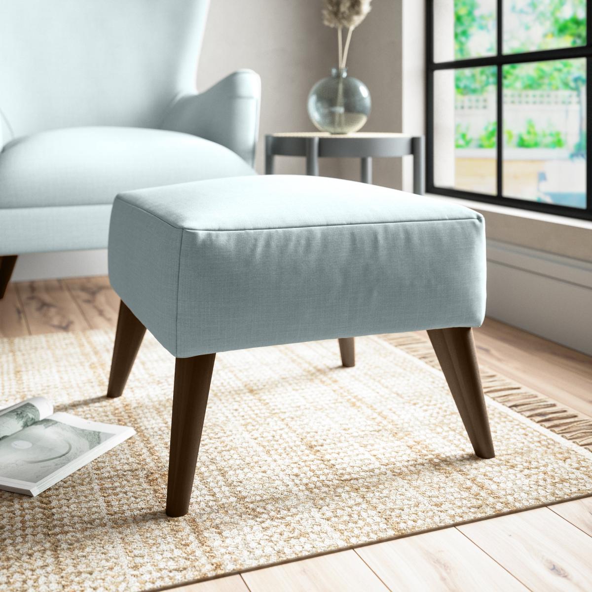 Marlow Slub Cotton Blend Footstool Slub Cotton Light Mineral – image 1