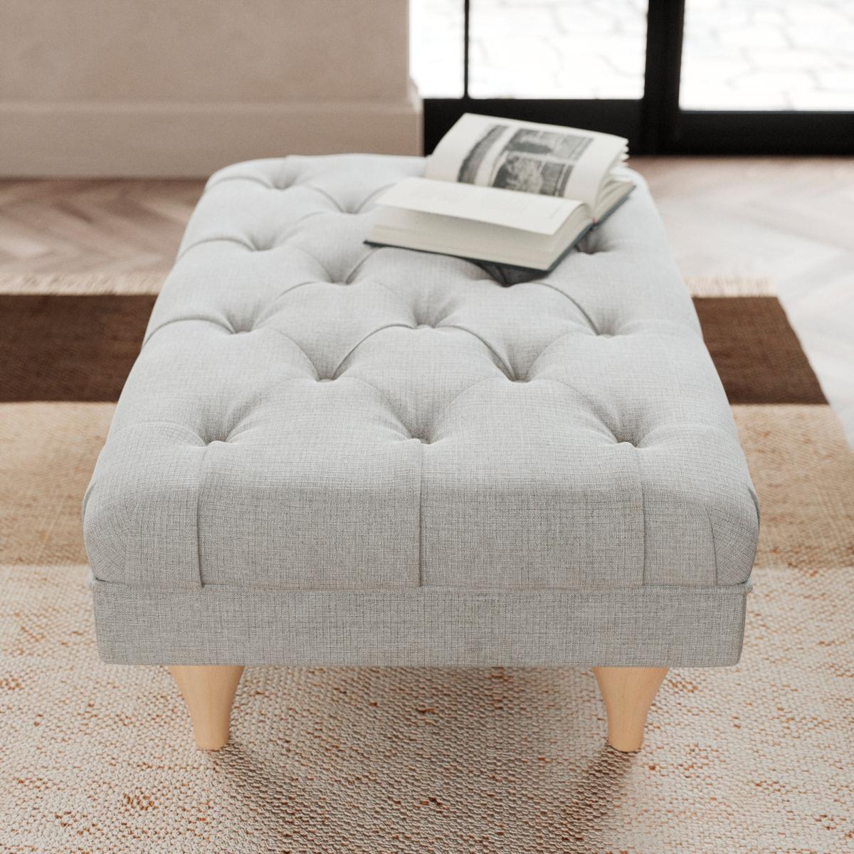 Warwick Footstool Tonal Weave Silver – image 3