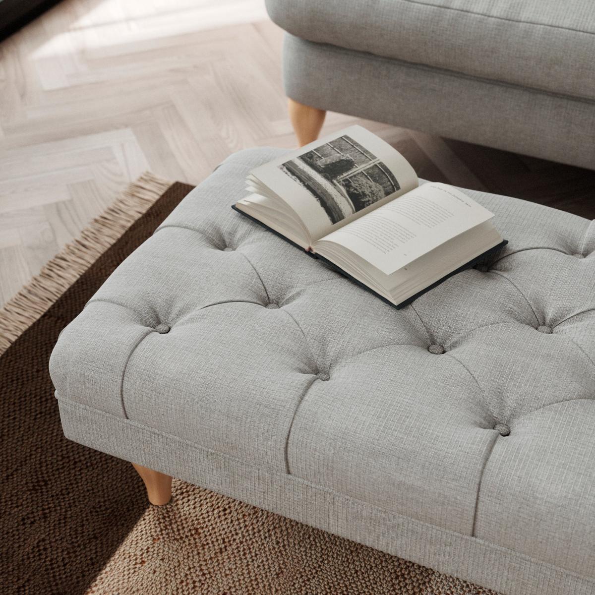 Warwick Footstool Tonal Weave Silver – image 4