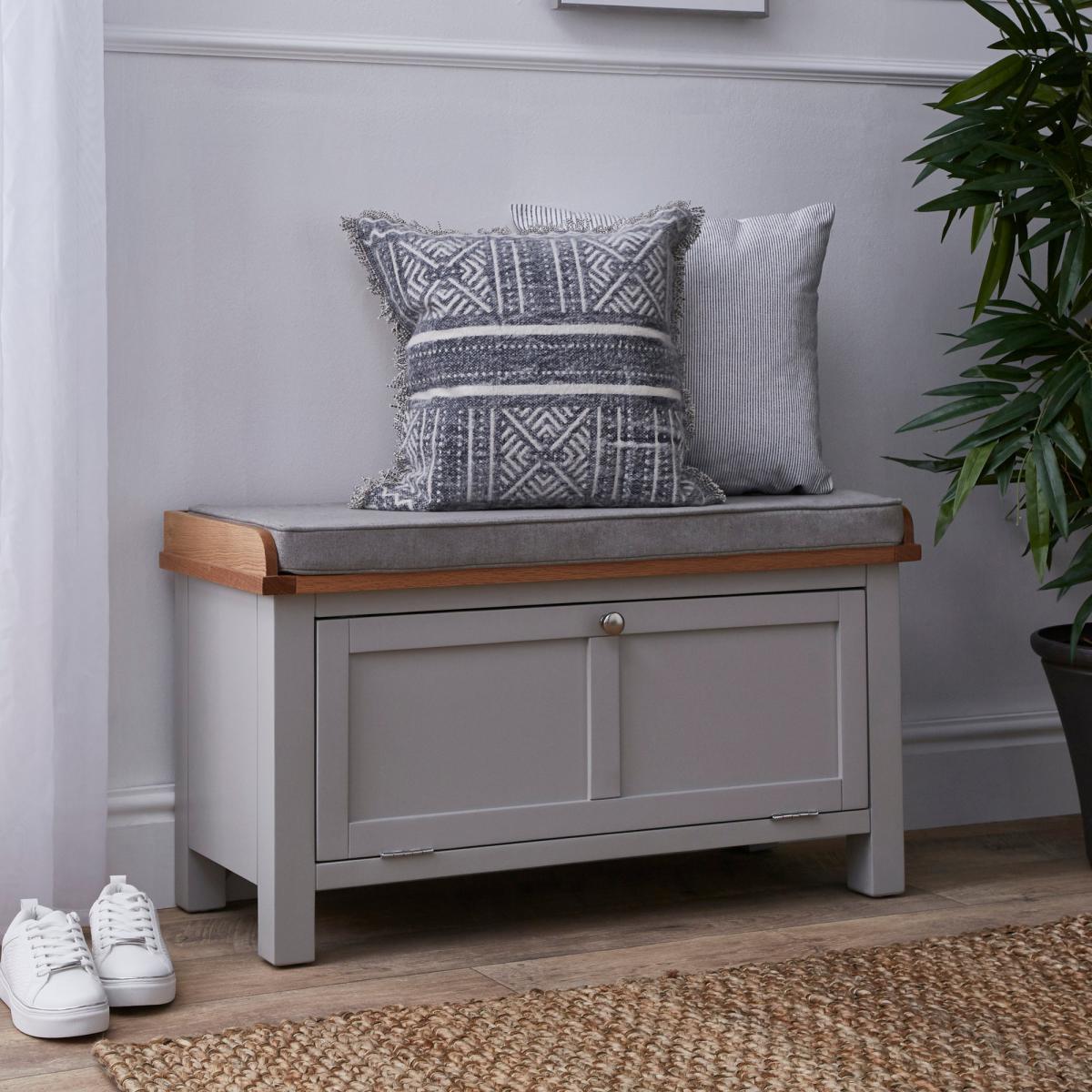 Bromley Grey Storage Bench With Cushion Grey – image 2