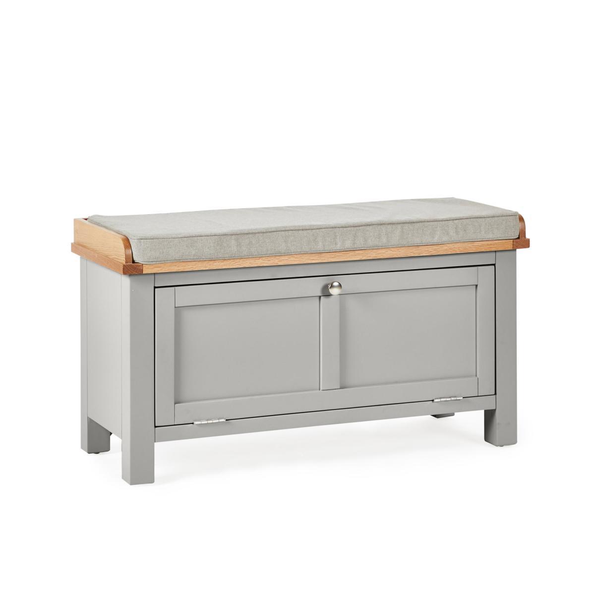 Bromley Grey Storage Bench With Cushion Grey – image 3