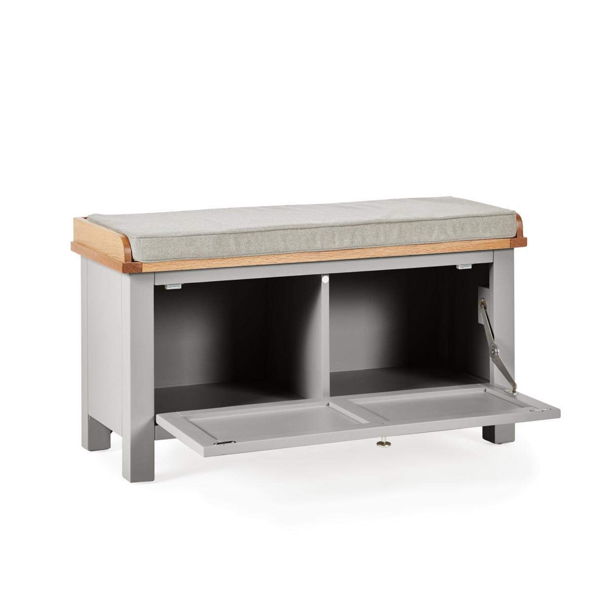 Bromley Grey Storage Bench With Cushion Grey – image 5